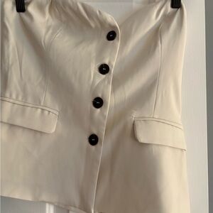 Forever 21 Off-White Strapless Top with Black Buttons